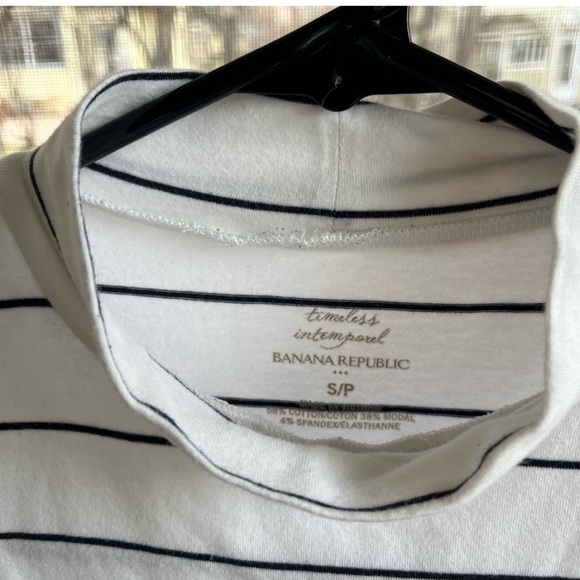 White and Black Striped Mock-Neck Tee - Picture 2 of 3